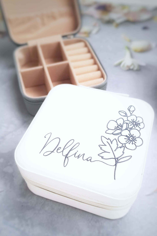 Birth flower personalised Jewellery Box Gift Smooches Bridal