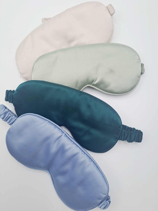 sleep masks in champagne,green, sage and blue