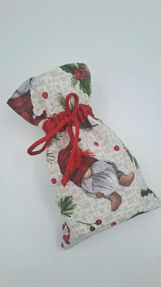 Christmas gift pouch- Eco-Friendly Gnome Gift Wrap for Stylish Gifting