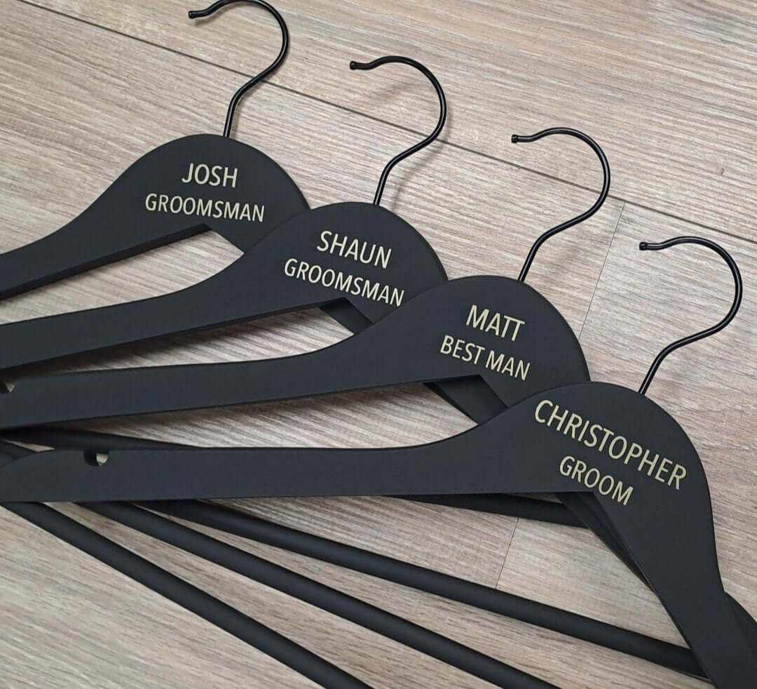 Personalised black hanger- up to 2 lines of text - Smooches Bridal