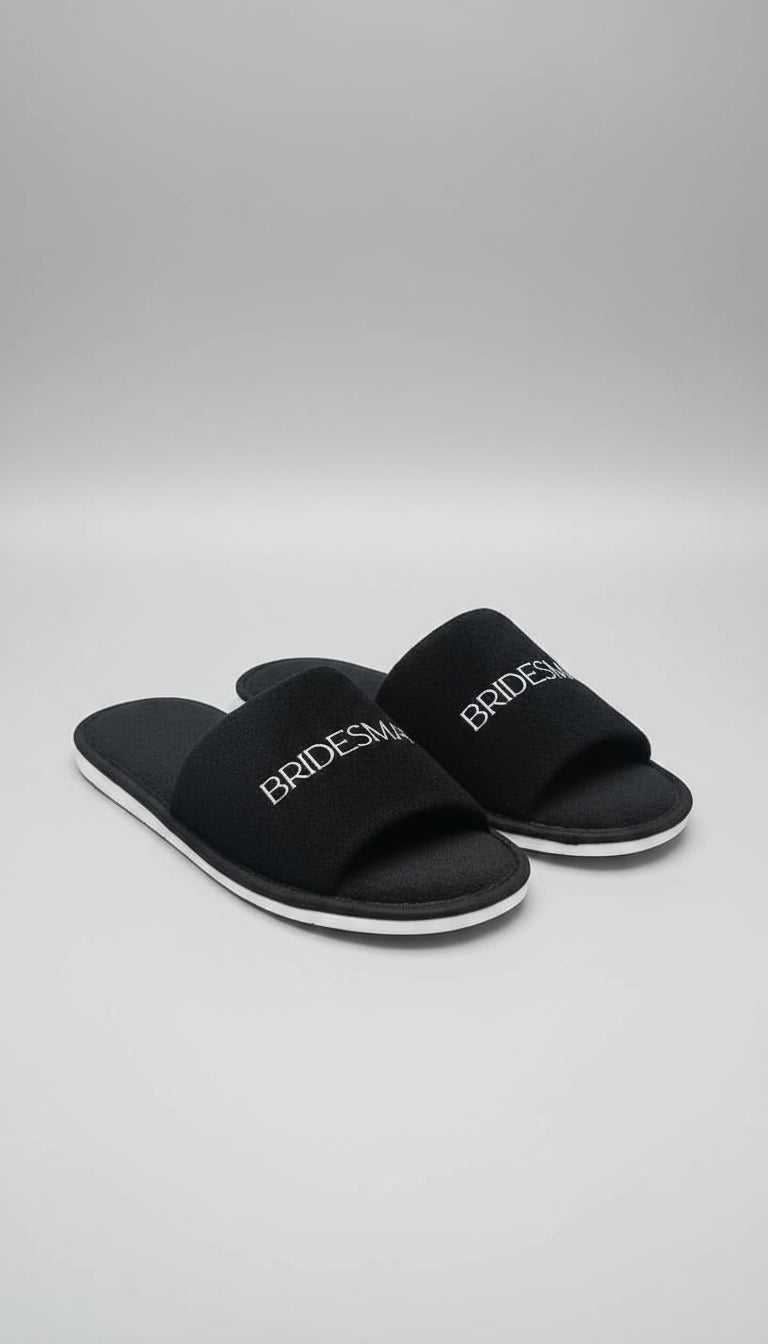 Disposable Bridal party black slippers - Smooches Bridal