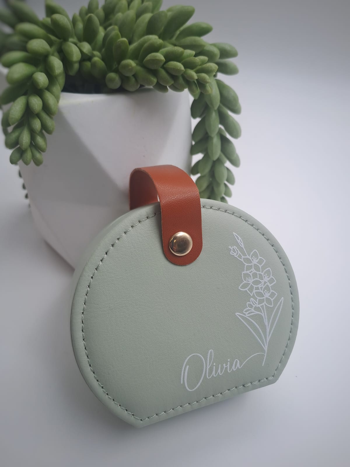 Sage Birth flower personalised Jewellery Box