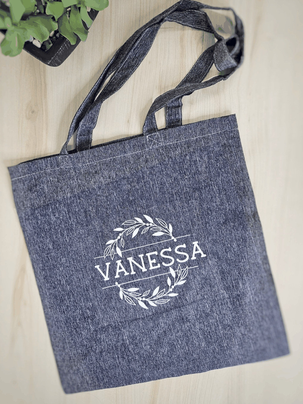 Jean Blue Personalised tote bag- wreath print Smooches Bridal