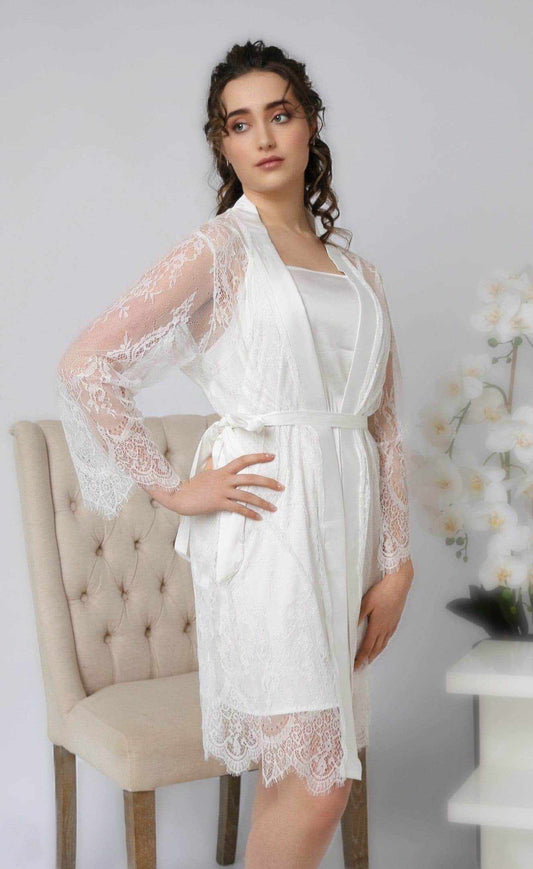 2 piece lace Bridal robe Smooches Bridal