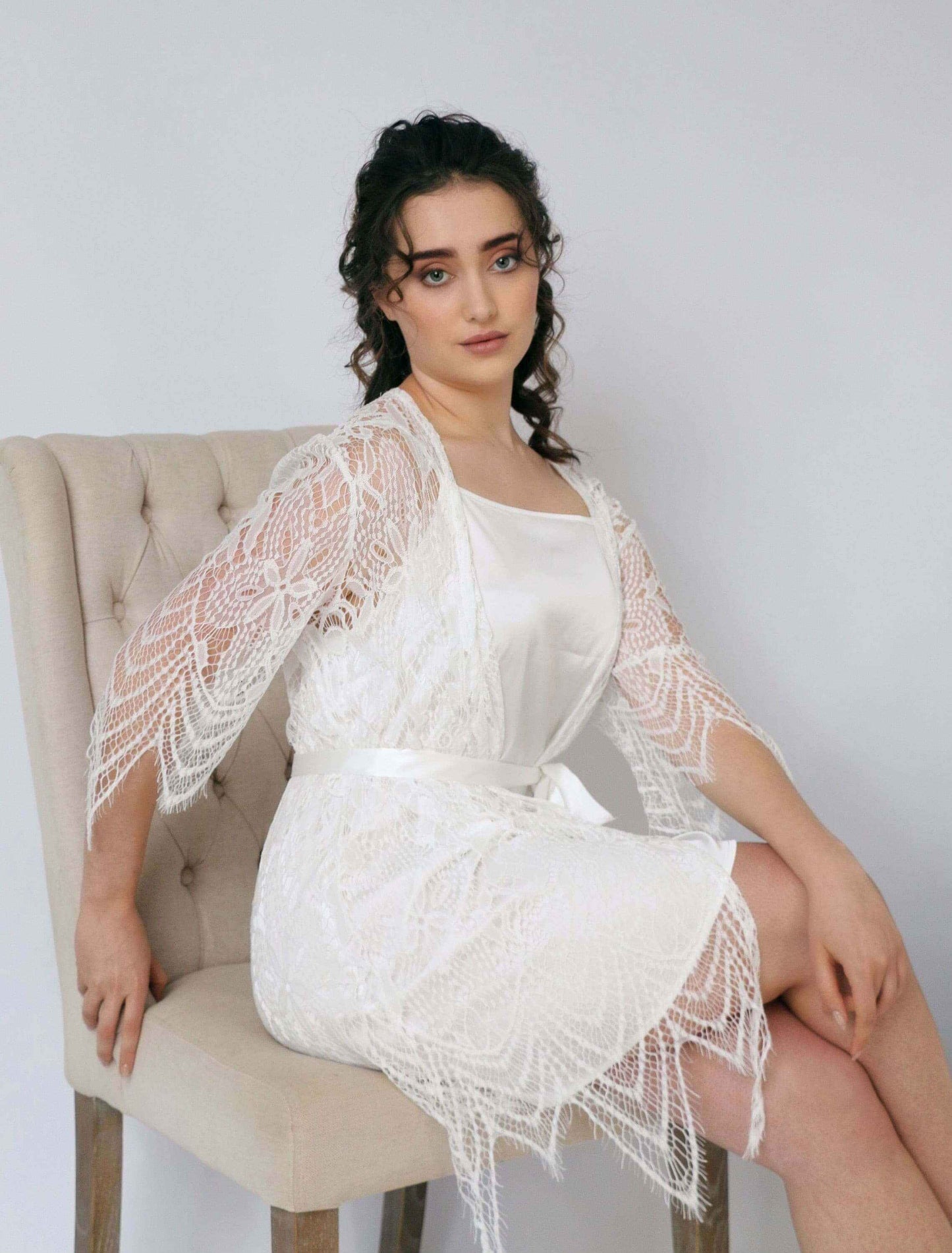 2 piece triangle lace Bridal robe Smooches Bridal