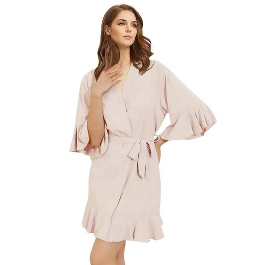 Light blush ruffle robe Smooches Bridal