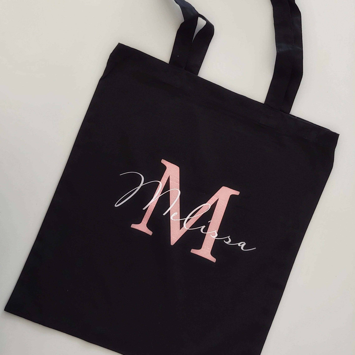 Black Personalised tote bag- 2 colour print Smooches Bridal