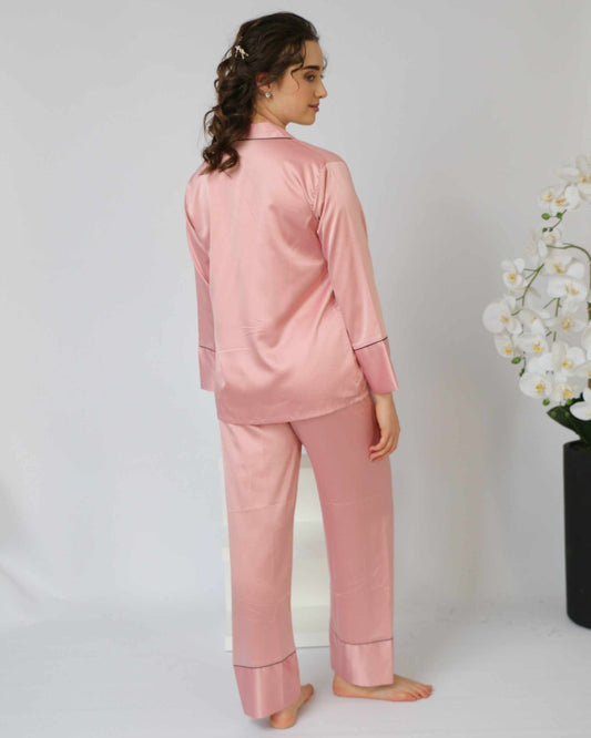 Long Pyjama set-Dusty pink Pyjamas Smooches Bridal