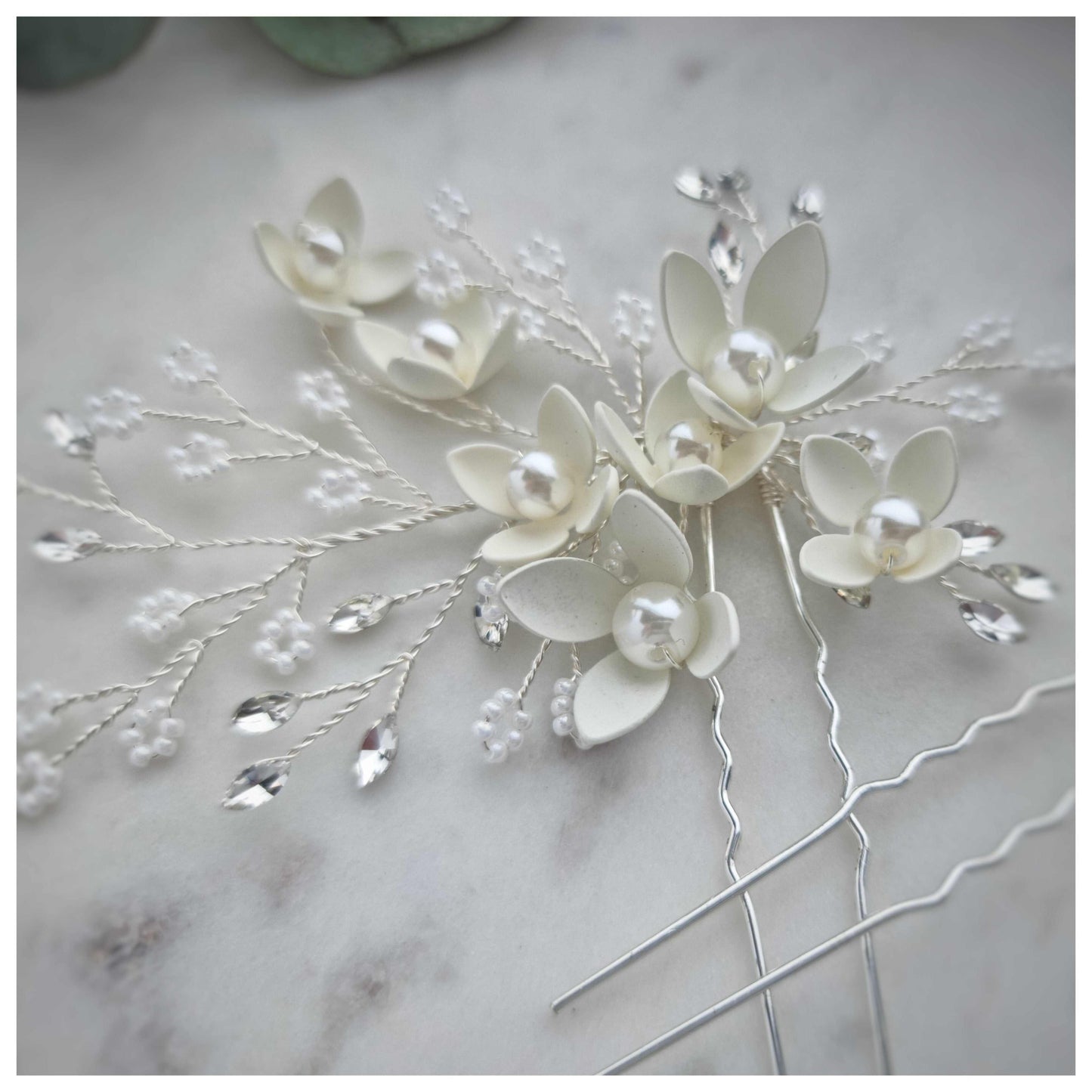 Pearl flower hair pins Smooches Bridal