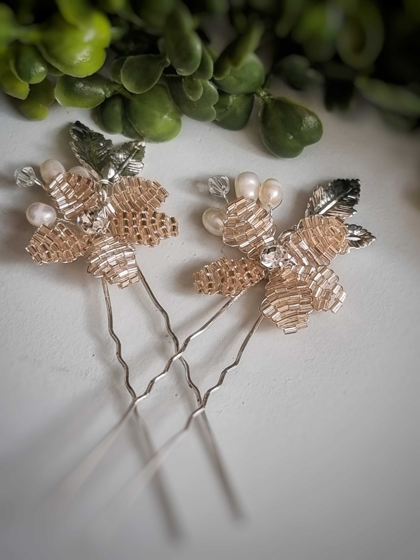 Taylor beaded hair pins Smooches Bridal