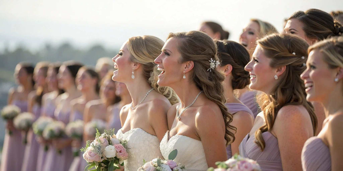 A large group of bridesmaids