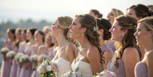 A large group of bridesmaids