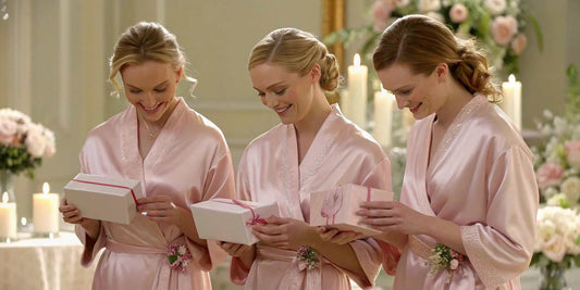 3 bridesmids opening Personalised Bridal Gifts