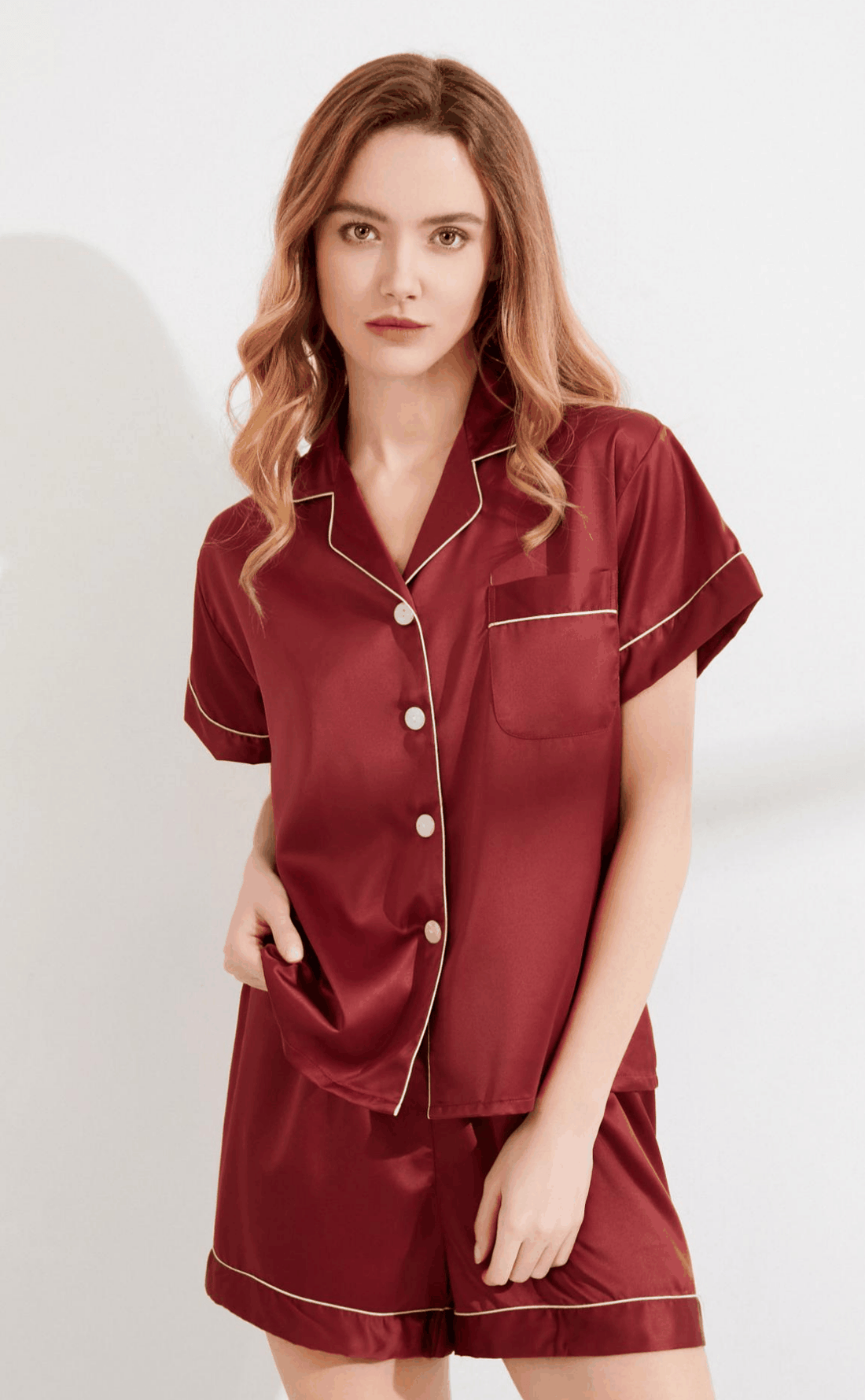 Womens Pyjamas - Comfy Cinnamon Red Pyjamas Set with optional Monogram ...