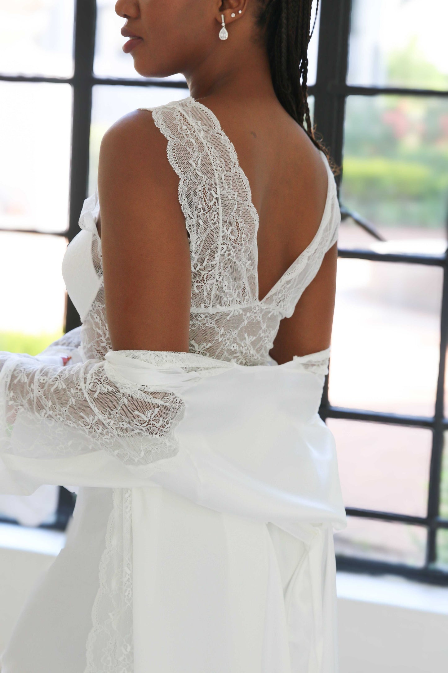 Penelope 2 Piece Bridal Robe Set with lace nightgown and satin robe for bridal comfort and elegance