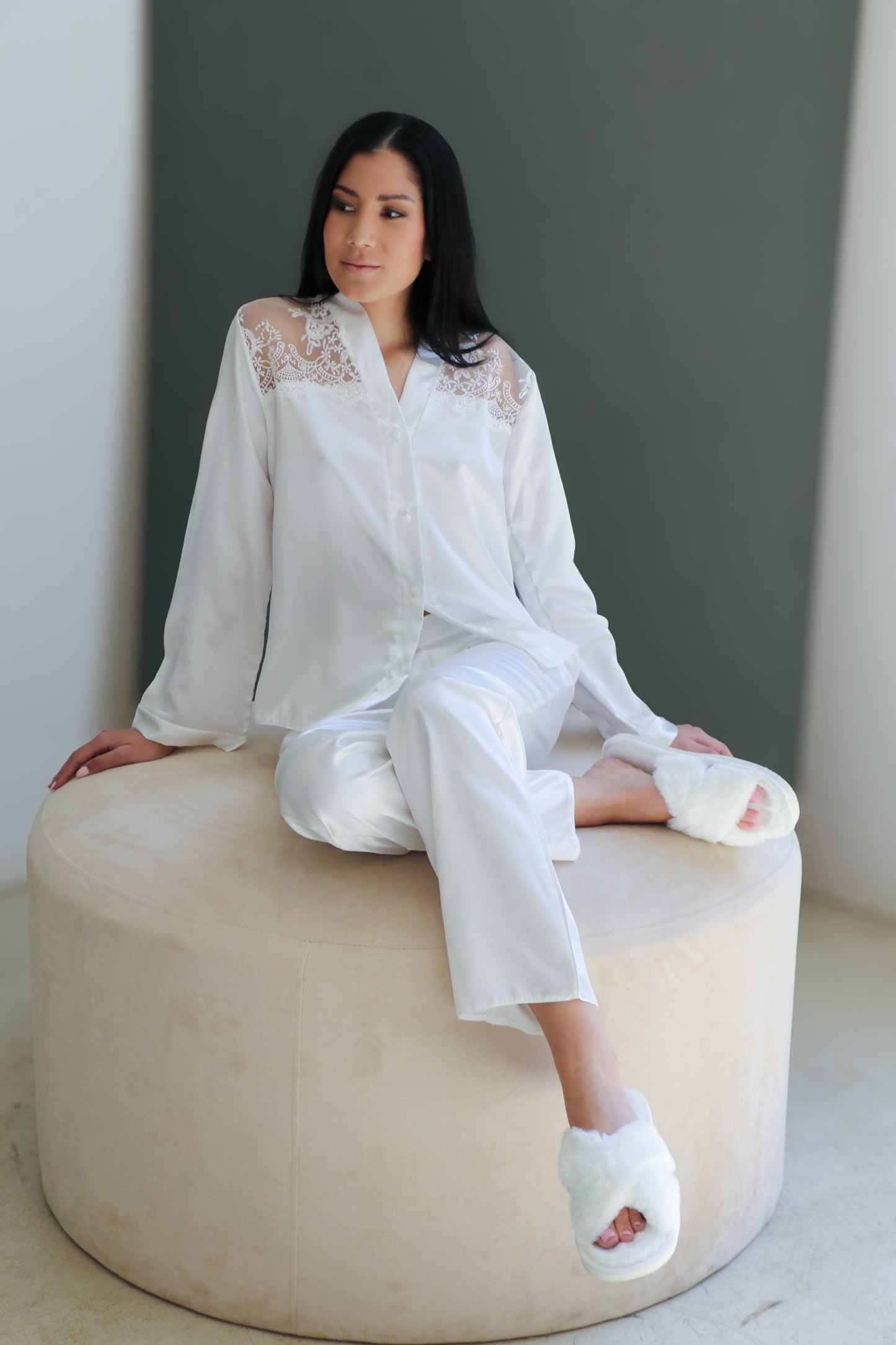 Kyra Long Satin Bridal pyjama set