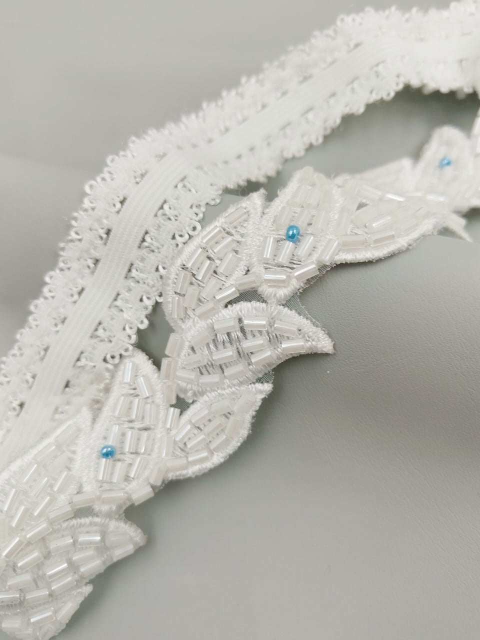 Zarina white and blue garter- Smooches Bridal and Gifts