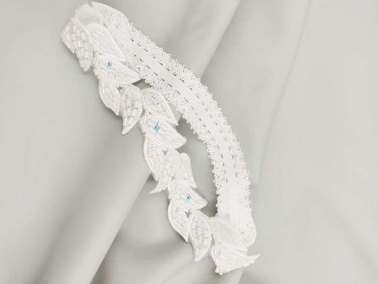 Zarina white and blue wedding garter- Smooches Bridal and Gifts