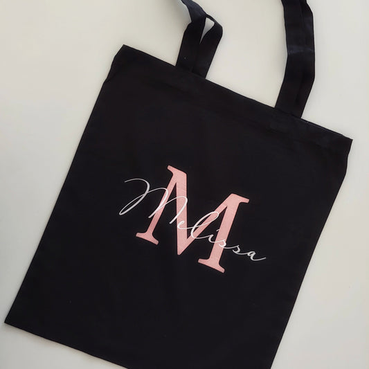 Black Personalised tote bag- 2 colour print - Smooches Bridal