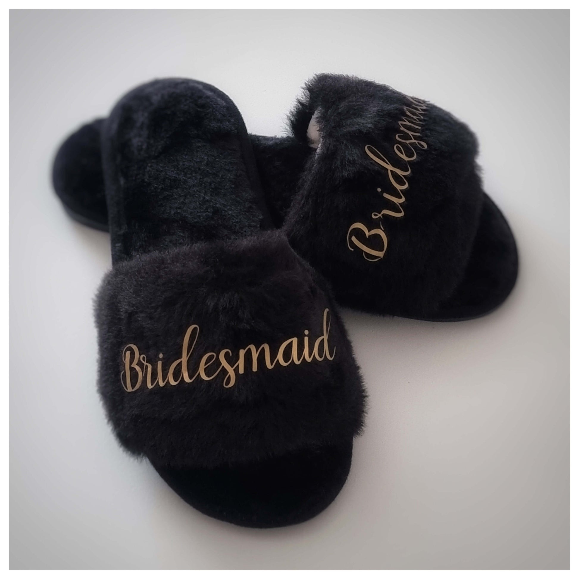 Personalised fluffy slippers  Smooches Bridal   