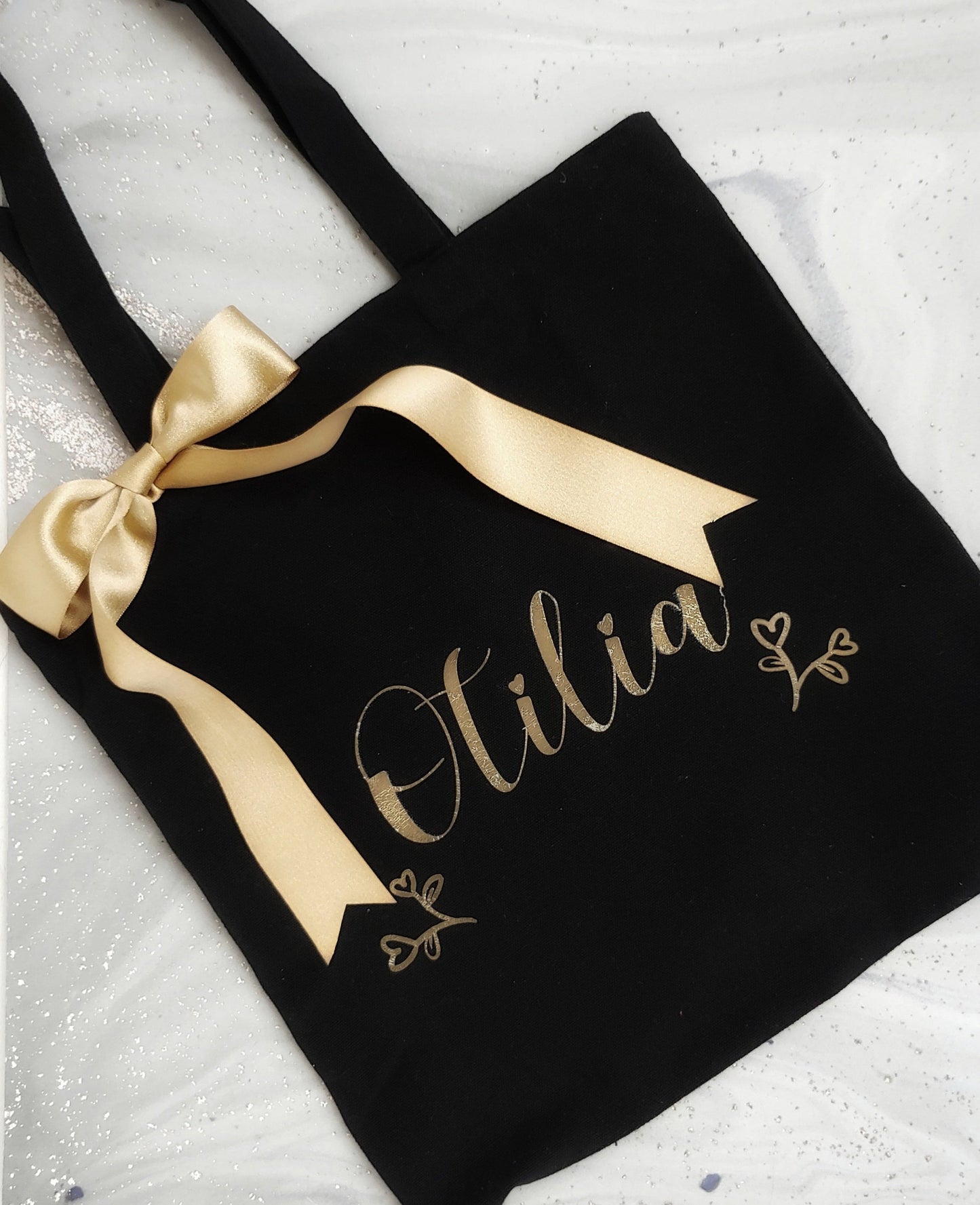 Personalised tote with ribbon- gift - Smooches Bridal