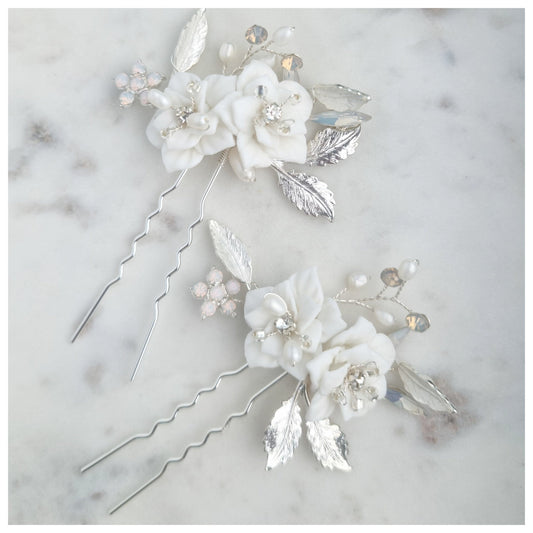 Val Bridal hair pins- silver - Smooches Bridal